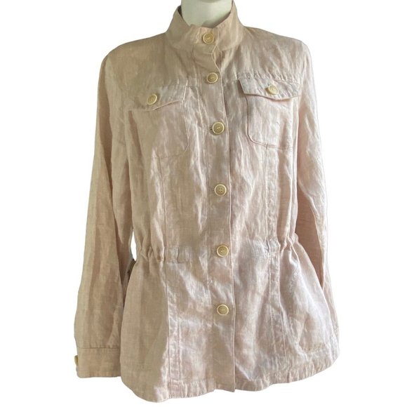 J. McLaughlin Tops - J.McLaughlin Beige Linen Long Sleeve Coastal Grandma But Downtown Shirt Top Sz S